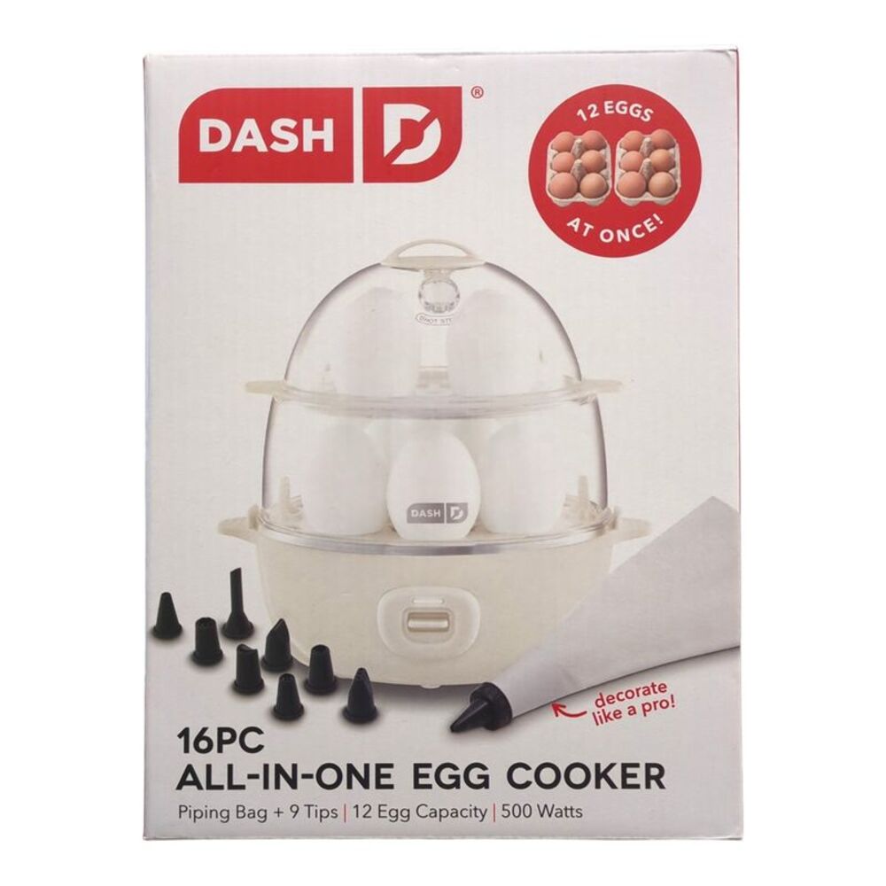 Dash 16-piece All-in-One Egg Cooker with Piping Bag & 9 Tips - White